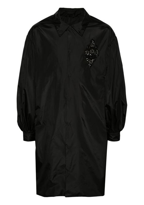 Black crystal-appliqué midi coat Simone Rocha - men